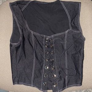 Black Lace Up Front Crop Top - Ali Express